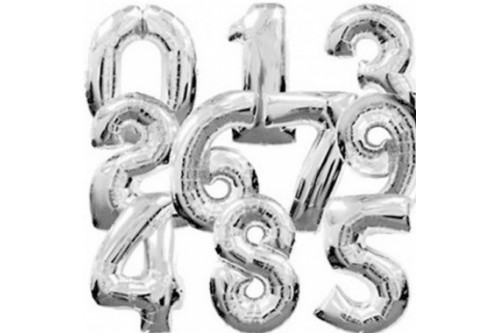 Giant 40 Inch Number Balloons (Silver)